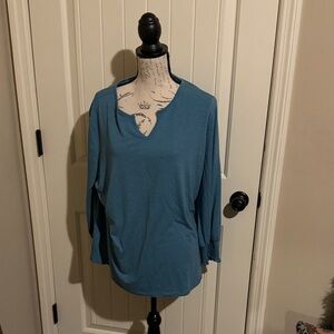 Stylish Blue Long Sleeve Women's Top